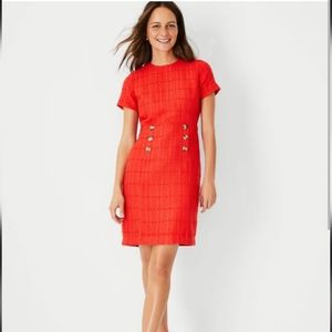 Ann Taylor red tweed sheath dress 10